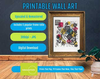 Kandinsky Abstract PRINTABLE, Modern Geometric Wall Art, Bold Contemporary Design, Colorful Downloadable Expressionist Decor