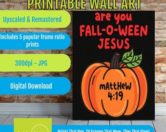 Halloween Art Pumpkin Illustration Printable: Whimsical Christian Fall Digital Wall Decor, Colorful Kid-Friendly Seasonal Download