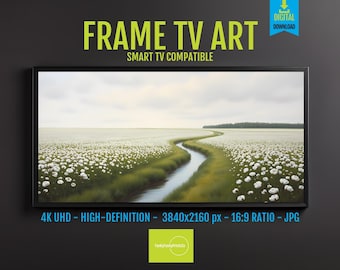 Cotton Field Landscape Art - Calm Rustic Scene for Samsung Frame TV