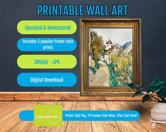 PRINTABLE Cezanne House with Cracked Walls - Impressionism Art - Provencal Landscape Decor Gift, Vintage Style Wall Art, Digital Download