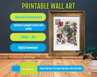 Kandinsky Abstract PRINTABLE, Modern Geometric Wall Art, Bold Contemporary Design, Colorful Downloadable Expressionist Decor