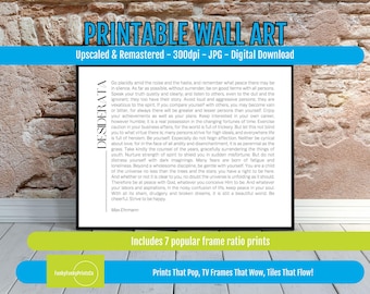 Desiderata Poem Print: Max Ehrmann Inspirational Wall Art (Digital Download)