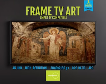 Sacred Artwork Fresco 4K UHD | Angelic Inspiration & Spiritual Ambiance, Earthy Tones, Religious Heritage, Catacomb Fresco Decor
