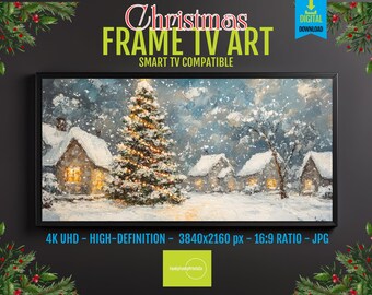 Christmas Tree Art for Samsung Frame TV - 4K HD Festive Holiday Decor - Cozy Living Room Christmas Scene - Digital Download