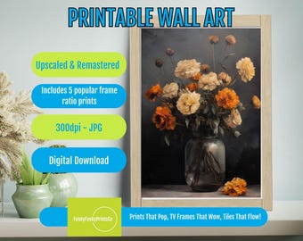 Floral Wall Art PRINTABLE Flower Still Life in Jar Digital Download Home Decor, Botanical Decor for Modern Interiors, Gift for Her