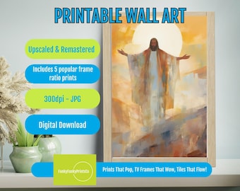 Abstract Jesus Painting Wall Art – Modern Christian Digital Print, Faith-Based Home Decor, Spiritual Religious Artwork, Instant Download