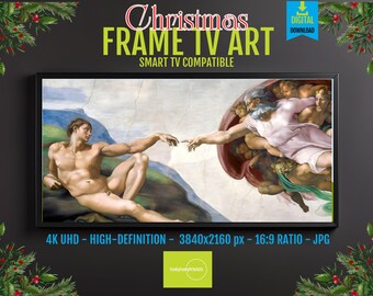 Digital Art Download: Creation of Adam Scene - 4K UHD for Frame TV