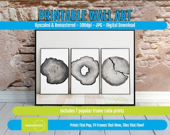 Tree Ring Art Set: Black and White Minimalist Prints (Digital Download)
