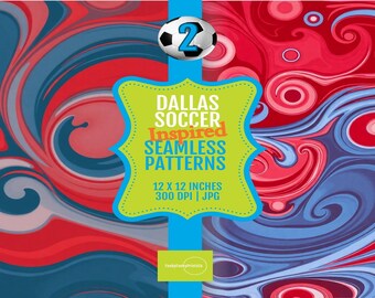 Dallas Soccer Seamless Pattern 12x12 Inch 300 DPI – Vibrant Soccer Ball Digital Art for Sport Enthusiasts & Design Projects