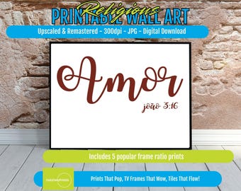 John 3:16 Christian Wall Art Printable – Warm Typography Bible Verse Poster, Faith Inspired Home Decor, Inspirational Digital Download Print