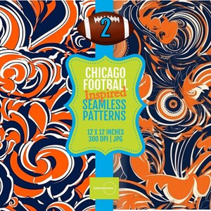 AFDRUKBARE tegels 12 x 12 Chicago Football geïnspireerde naadloze digitale patronen, Instant Download, hoge resolutie 300 dpi JPG-bestanden
