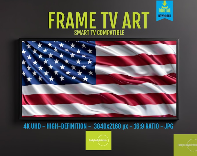 Featured listing image: Samsung TV Display Americana USA Flag, Patriotic 4th of July Independence Day Wallpaper, Memorial & Summer Decor, Home Art 28