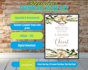 Bible Verse Print Luke 2:11 Christian Christmas Wall Art, Holiday Scripture, PRINTABLE Religious Decor, Inspirational Digital Download