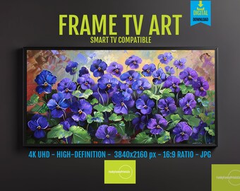 Samsung Frame TV February Flowers 4K Art Download, Vibrant Violet Botanical Garden Digital Decor, Birth Month Floral TV Art