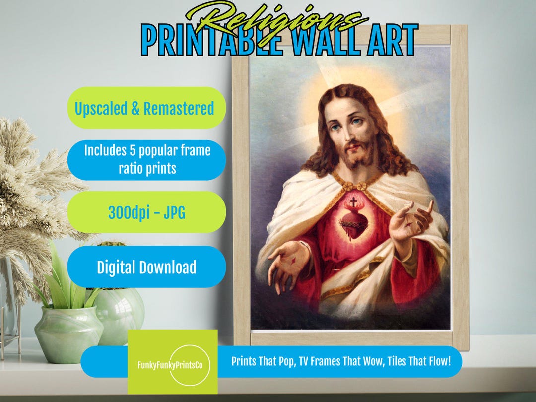 Sacred Heart of Jesus Printable Wall Art – Catholic Devotional Blessing ...