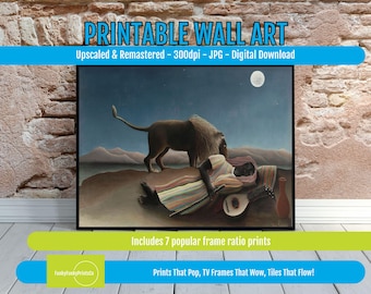 Henri Rousseau Art: The Sleeping Gypsy PRINTABLE Vintage Wall Decor, 300dpi Digital Download, Classic PRINTABLE Art File