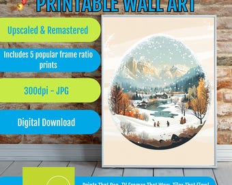 Festive Christmas Egg Watercolor Printable Wall Art, Vintage Holiday Kitchen Decor, Cottage Mantel Poster, Winter Dining Digital Download