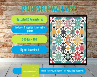 Modern Quilt Pattern Whimsical Bicycle Art Quilt PDF, Unique Joann Hoffman Contemporary Design for Printable DIY Wall Decor