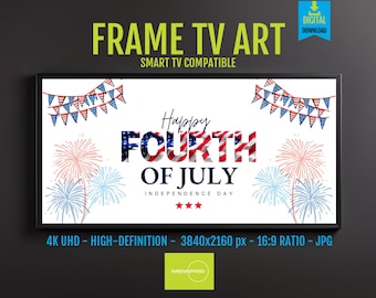 American Flag Samsung Frame TV Art - Festive 4th of July Digital Download, Patriotic Independence Day Decor, UHD Screensaver for Summer