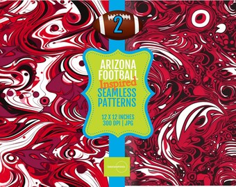 PRINTABLE Patterns Arizona Football Seamless Tiles 12x12, Digital Papers 300 dpi JPG, Arizona Football Fan Art, Set of 2 Patterns