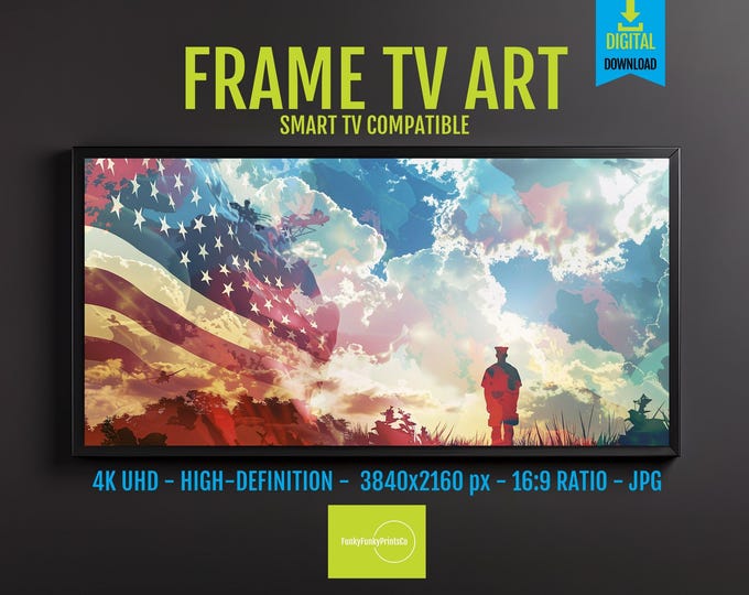 Featured listing image: Samsung Frame TV Art Vintage American Flag, Patriotic Print for 4th of July, Independence Day, Memorial Day, Instant Digital Download, 10