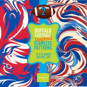 Buffalo Football inspirierte Farben, nahtloses Muster 2er-Set | 12 "x 12" Digital Scrapbook Papiere, Sport Team DIY Handwerk, Party Dekor