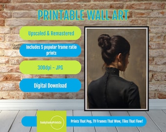 Printable Wall Art – Victorian Woman Portrait, Moody Antique Painting, Dark Academia Aesthetic, Classic Museum Decor, Download