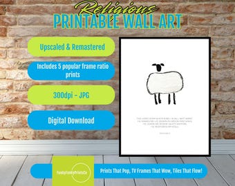 Psalm 23 Printable Wall Art – The Lord Is My Shepherd Scripture Decor, Farmhouse Christian Faith Verse, Religious Digital Download Print