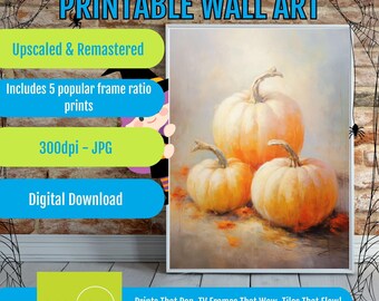 Rustic Pumpkin Wall Art, Cozy Fall Decor (Printable Digital Download)