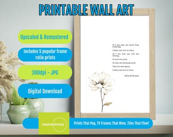 Emily Dickinson Poem Print: Literary Wall Art for Book Lovers (Digital Download