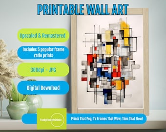 Printable Wall Art Cubist Portrait – Bold Colors, Geometric Abstract, Modern Contemporary Art, Instant Digital Download Decor