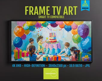 Kids Birthday Party Samsung Frame TV Art: Colorful Celebration (Digital Download)