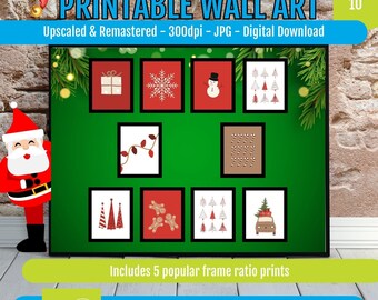 Christmas Wall Art Printables Set, Festive Holiday Posters Bundle, Vintage Winter Cottage Scenes, Cozy Mantel Home Decor, Digital Download