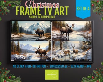 Snowy Mountain Samsung Frame TV Art - Winter Wonderland Landscape | Christmas Holiday Decor | 4K HD Screensaver