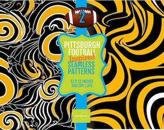 12x12 Seamless Tile Pattern Pittsburgh Football Digital Papers - PRINTABLE 300 DPI JPGs - High-Resolution Football Inspired Designs