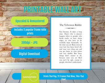 The Velveteen Rabbit Quote Print: Vintage Nursery Decor (PDF Downloadable File
