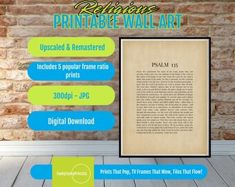 Christian PRINTABLE Psalm 135 Wall Art - Vintage Scripture Decor, Bible Verse Download, Religious Home Inspirational Print
