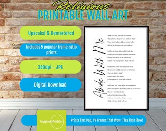 Christian Wall Decor Abide With Me Poem PRINTABLE Art, Inspirational Faith-Based Digital Wall Prints, Motivational Scripture Home Decor