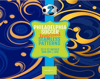 Philadelphia Soccer Pattern: Navy & Gold Sports Digital Paper (12x12 JPG)