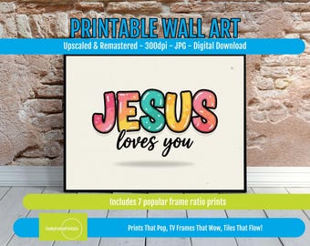 Faith Based Printable Art: Vibrant Typography, Colorful Modern Calligraphy Digital Wall Decor, Instant Download