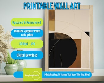 Mid Century Modern Abstract Art Printable, Retro Geometric Bauhaus Wall Decor, Minimalist Color Poster, Digital Download for Home Office