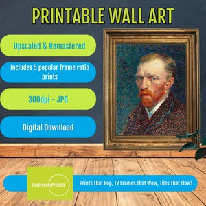 Van Gogh Self Portrait Print: Famous Post-Impressionist Art (Digital Download)