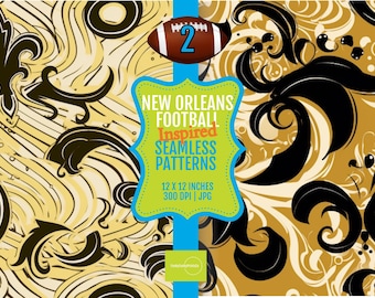 Seamless Pattern New Orleans Football Colors 12x12 Digital Papers, DIY Printable Patterns, Instant 300 DPI JPG Download for Crafts