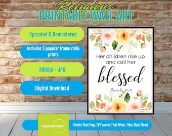 Proverbs 31 Art Print: Motherhood Floral Wall Decor (Digital Download)