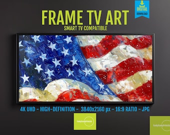 Patriotic Samsung Frame TV Art 4th of July American Flag 4K Digital Download, Independence Day Stars & Stripes Decor for Summer, 29