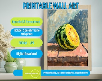 Watermelon Still Life Art Print: Modern Kitchen & Kids Room Decor (Digital Download)