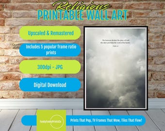 Christian Wall Art Clouds Psalm 19 PRINTABLE | Uplifting Digital Download Scripture Decor | Faith-Inspired Spiritual Home Art