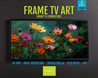 Colorful Flowers Digital Artwork for Samsung Frame TV 4K UHD | Impressionistic Bright Petals, Nature Home Decor, Instant Download