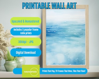 Watercolor Painting Ocean Wall Art, PRINTABLE Seascape Beach House Decor, Abstract Coastal Watercolor Print Digital Download