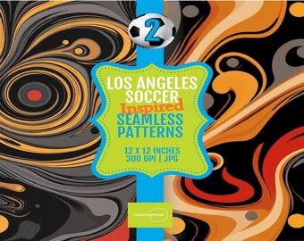 Los Angeles Soccer Seamless Pattern: Black Gold Swirls (Digital Download 12x12 JPG Files)